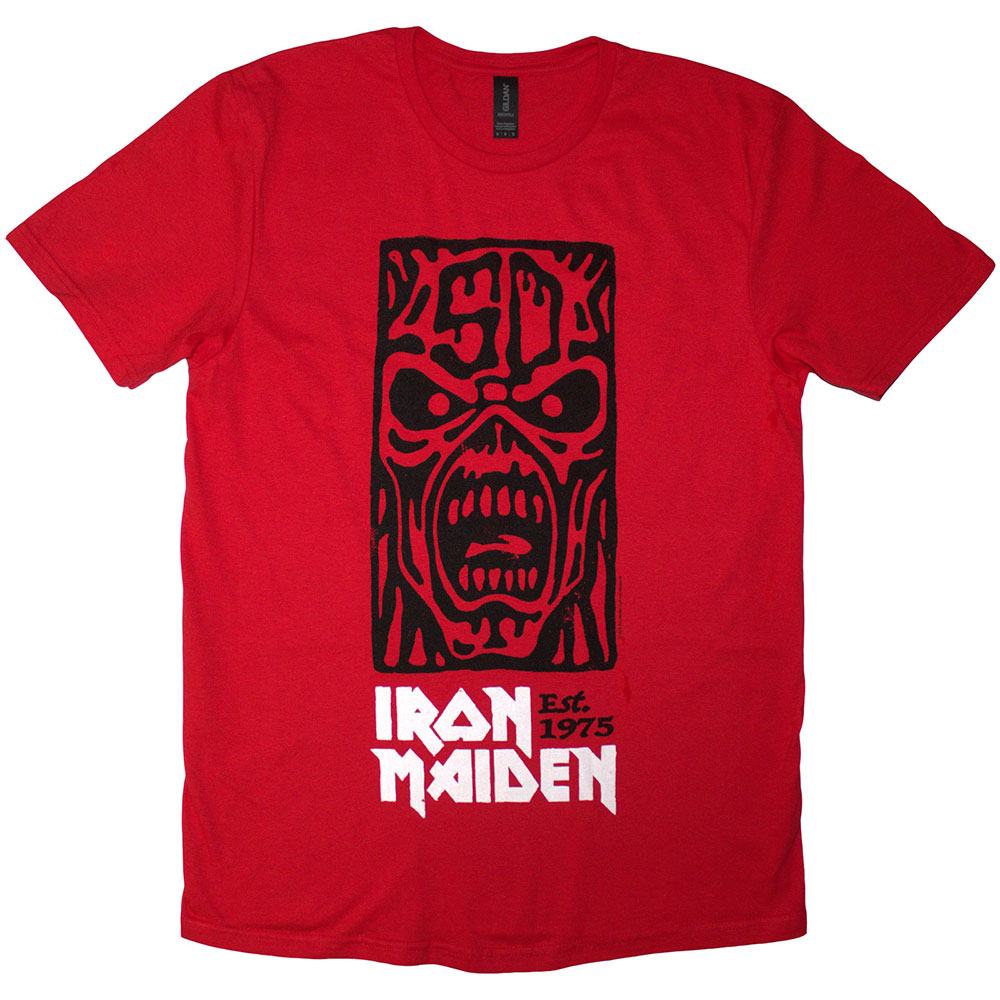 Iron Maiden - Est. 1975 Stamp Logo Black Heren T-shirt - Rood